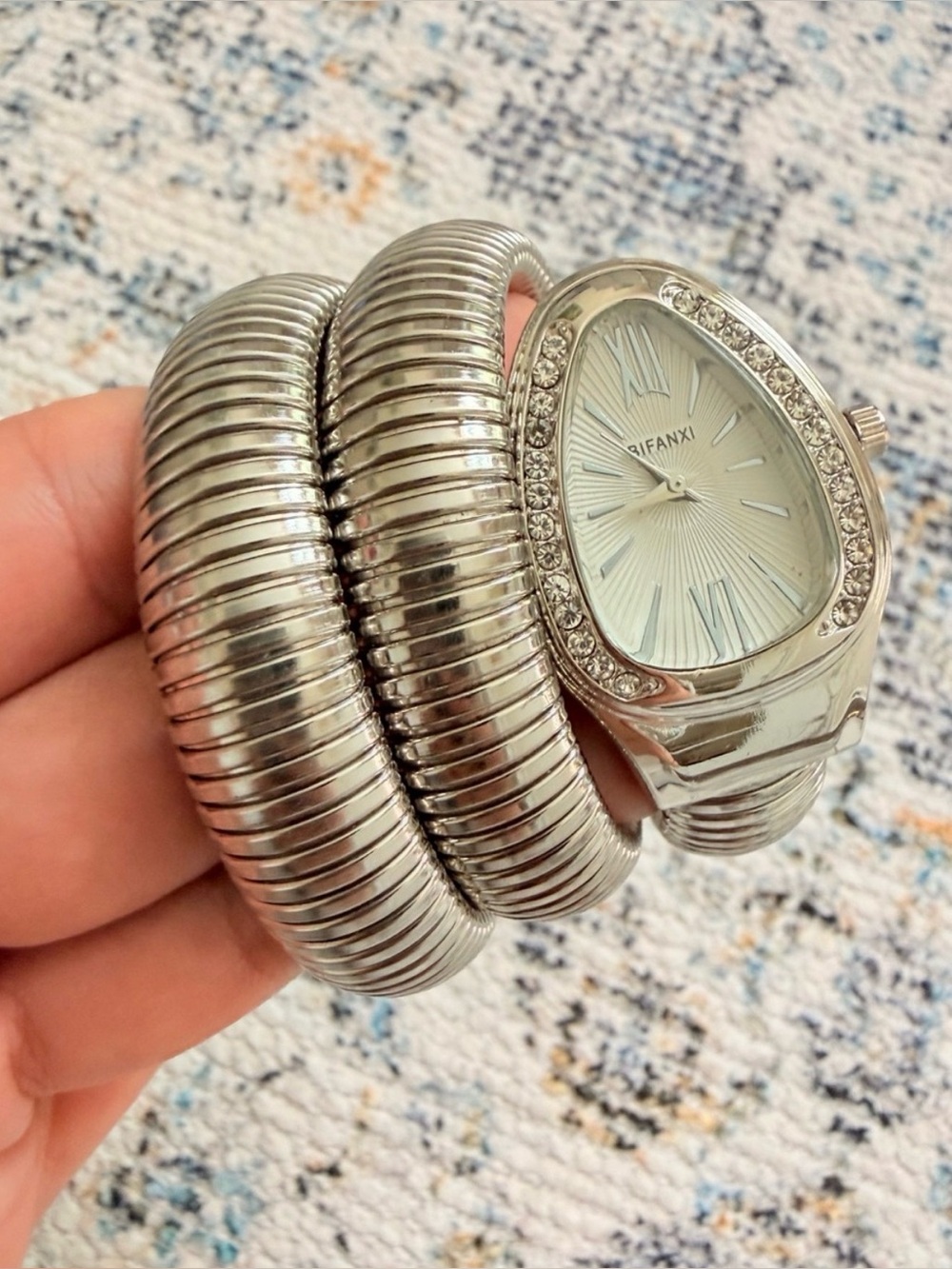 Serpenti Snake Silver Coil Wrap Watch with Crystal Accents - Picture 3 of 3